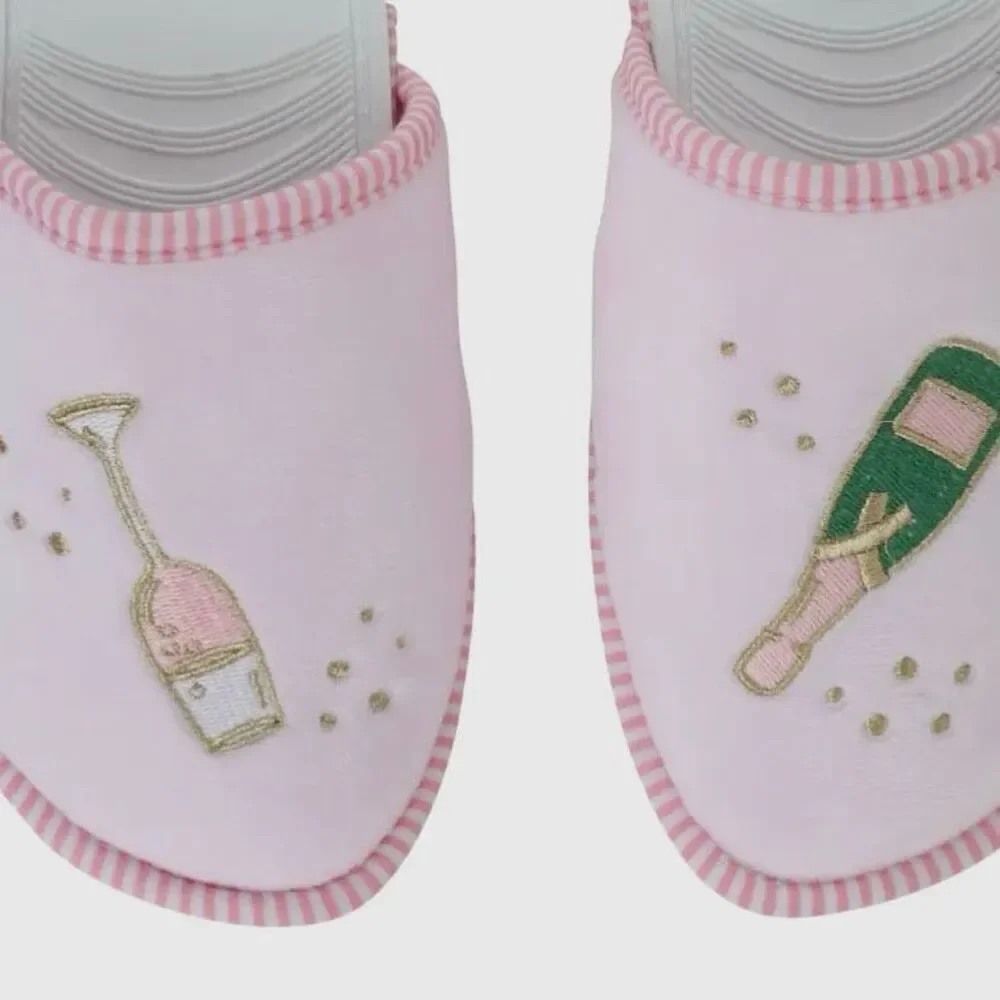 Champagne Lover’s Slipper And Pouch Set. Size large (10/11)